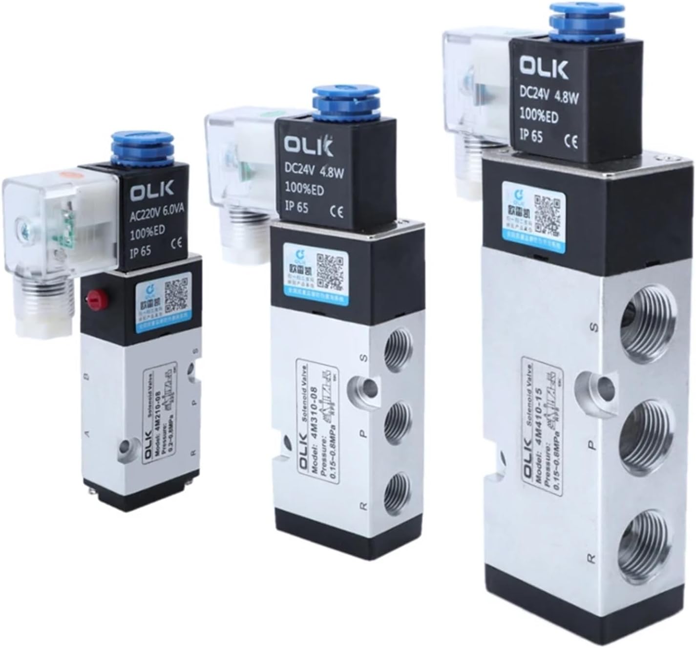 4M210-08 4M310-08 4M410-10 2 Position 3 Port Five Way Pneumatic Electric Solenoid Valve Control Air Valve Electromagnetic.(1PCS coil,DC12V)