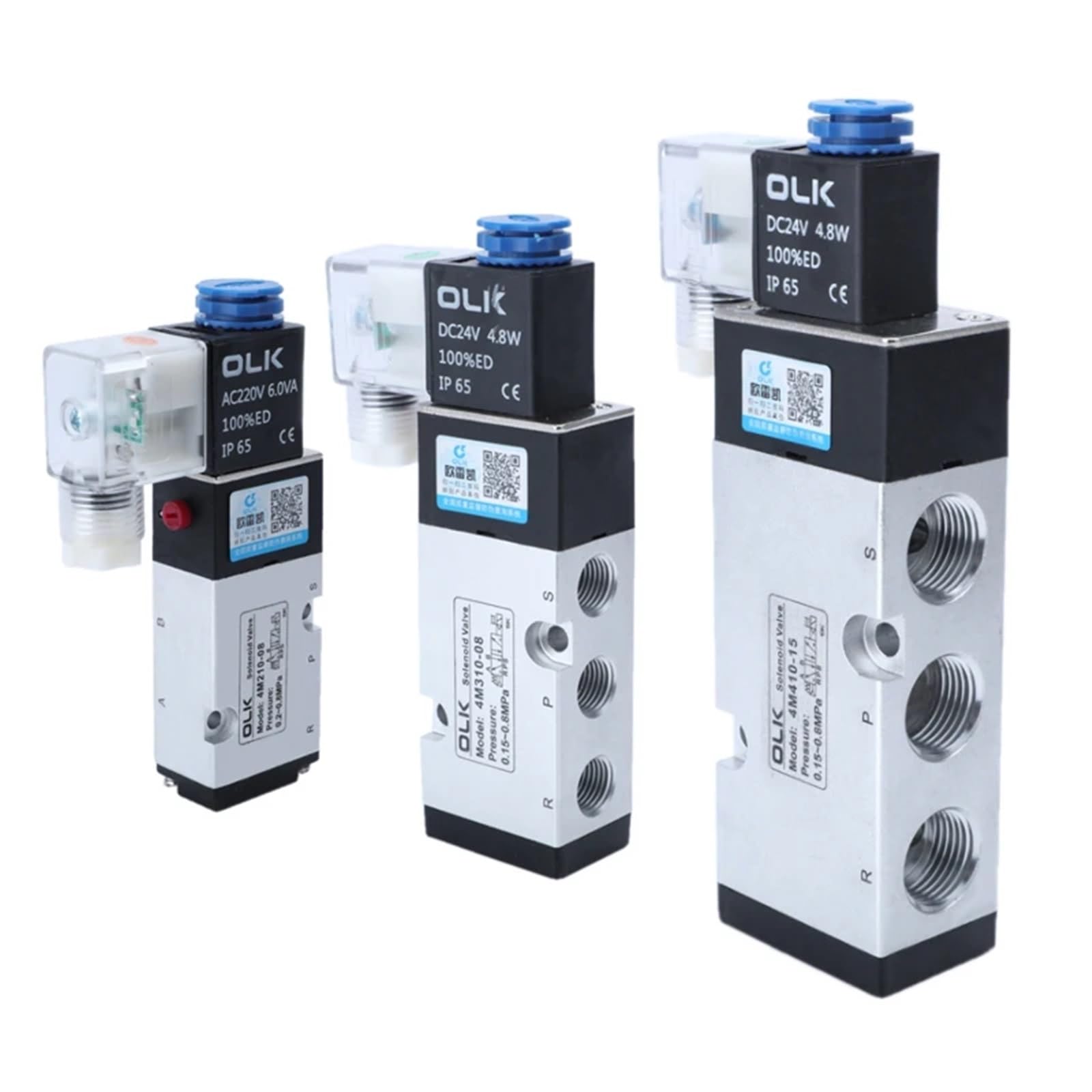 4M210-08 4M310-08 4M410-10 Válvula solenoide eléctrica neumática de Cinco vías, 2 Posiciones, 3 Puertos, Control de válvula de Aire electromagnética.(4m210-08 Pc10-02,AC24V)