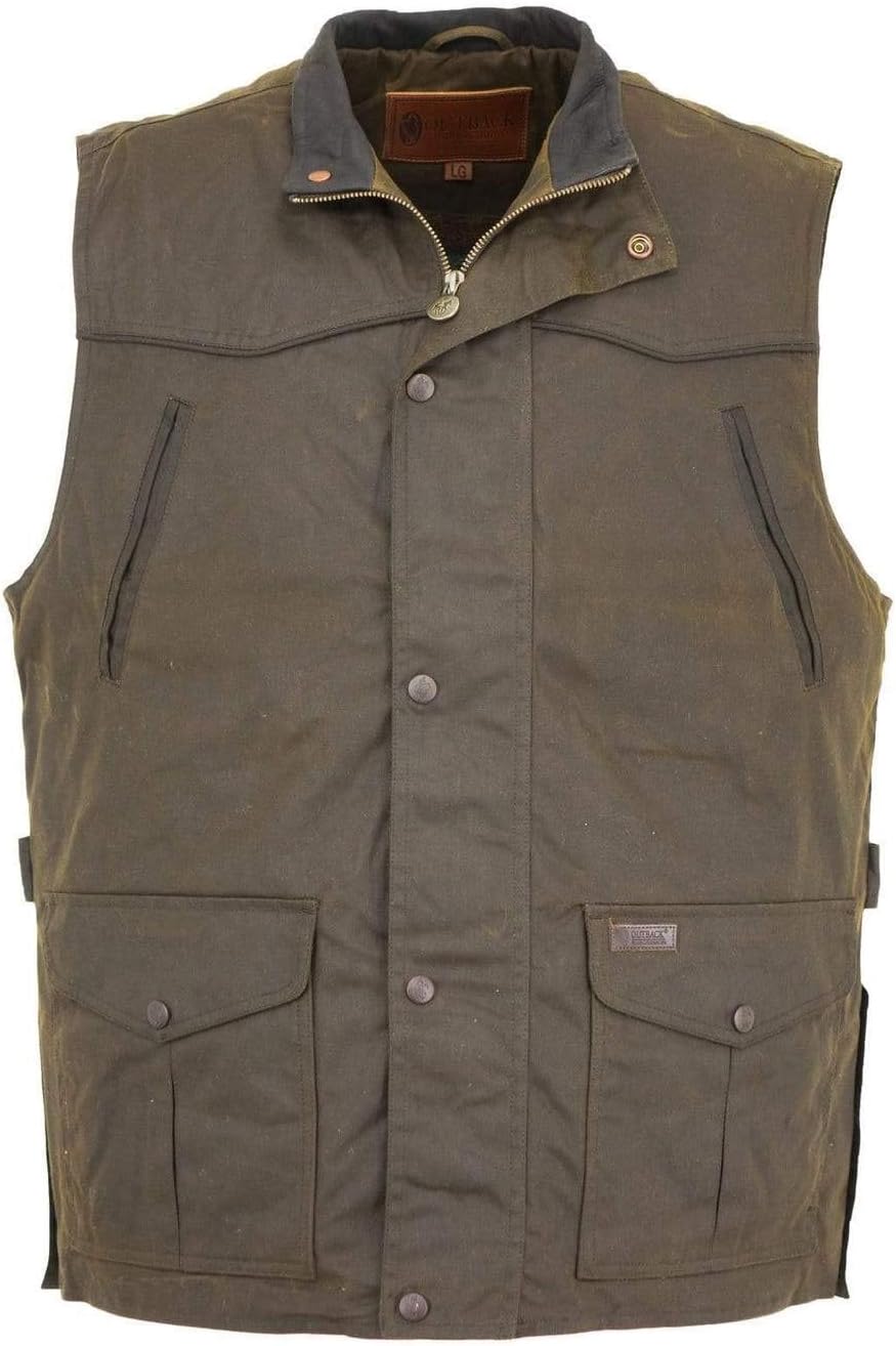 Outback Trading Company mens 2154 Magnum Waterproof Breathable Fleece Lined Cotton Oilskin Outdoor Vest