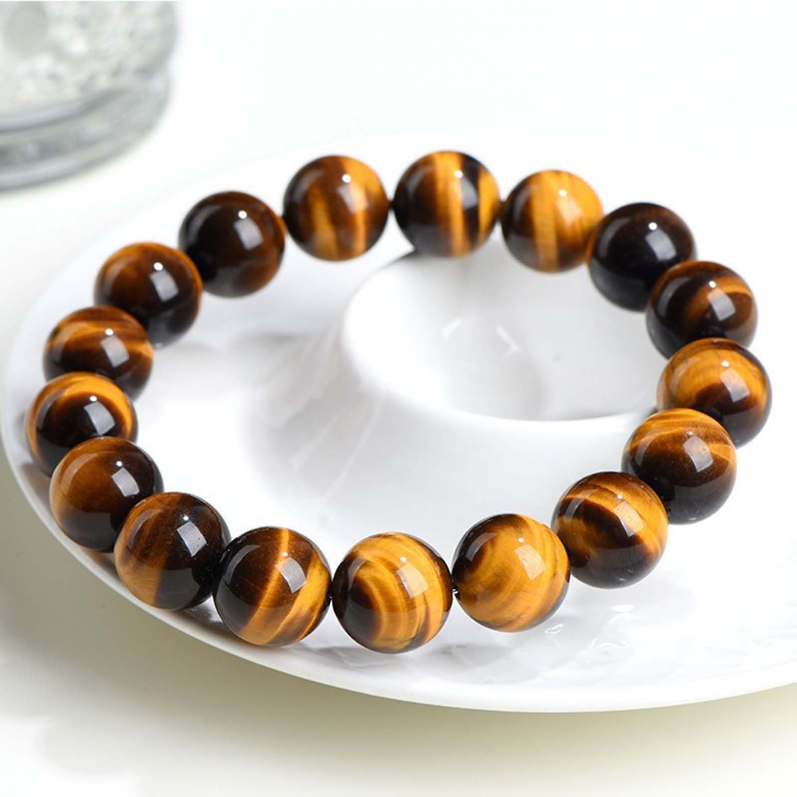Pulsera de Piedra de Ojo de Tigre Natural para Hombres y Mujeres