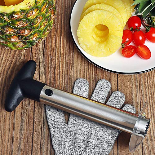 Asdirne Pineapple Cutter, Pineapple Corer with Food Grade Stainless Steel Blade and ABS Grip, Pineapple Peeler with A Cut-Proof Glove, 9.4 Inch, Black - Thumbnail 7