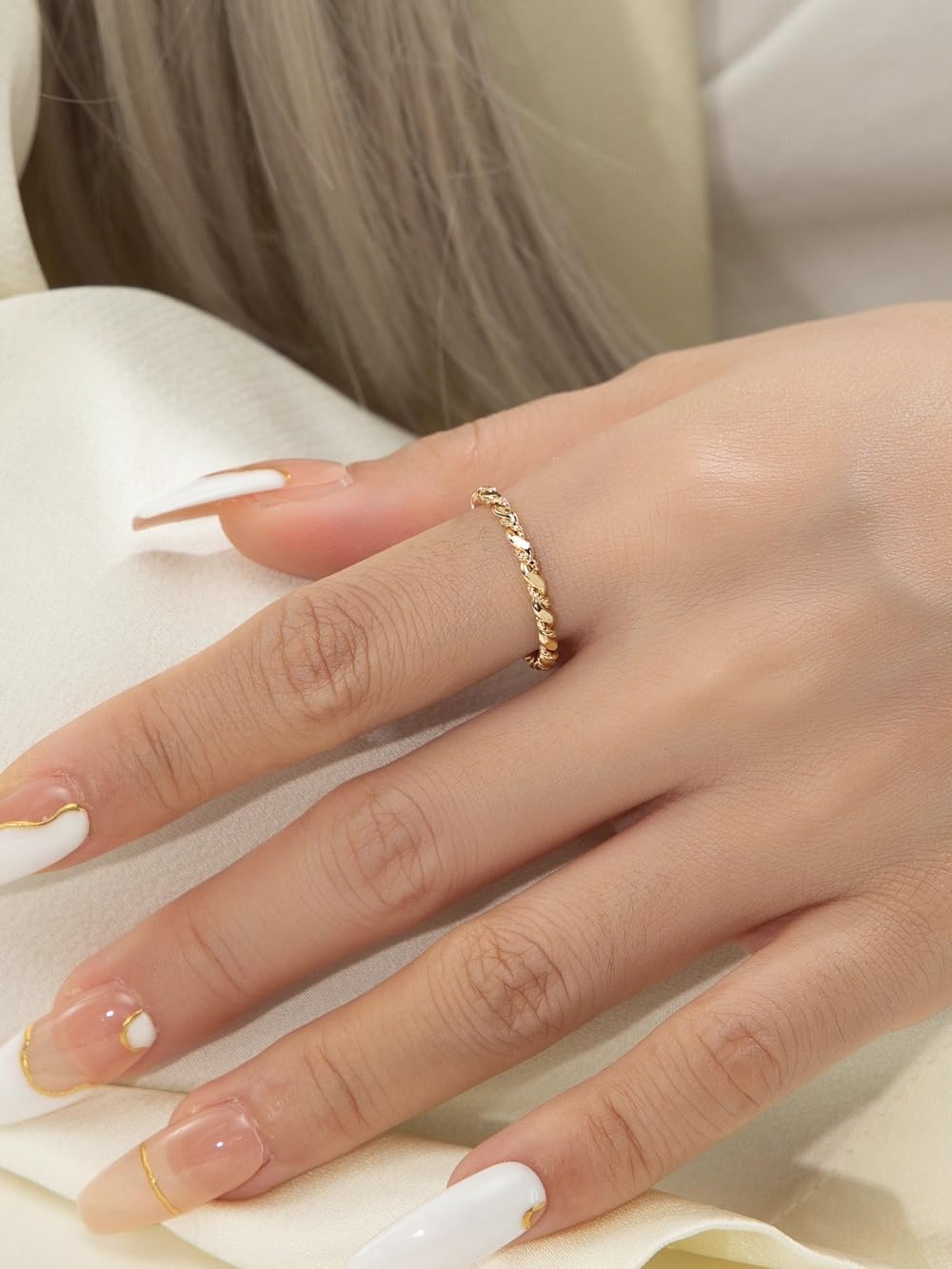 LUKRAY Hand Braided Stacking Ring | Gold Statement Ring | 14k Gold-Filled for Women | Simple and Elegant | Waterproof Everyday Wear | Stacking Ring - Image 5