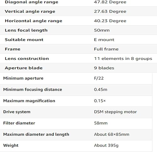 Miniatura 3 de YONGNUO YN50MM F1.8S DF DSM Lente para Sony, Lente Prime estándar de marco completo de enfoque automático, compatible con cámaras Sony E Mount