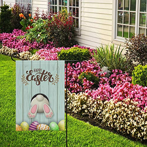 Happy Easter Eggs Bunny Tail House Flag 28 X 40 Double Sided, Easter Day Garden Yard Flags Welcome Spring Outdoor Indoor Banner For Party Home Decorations #TOP4
