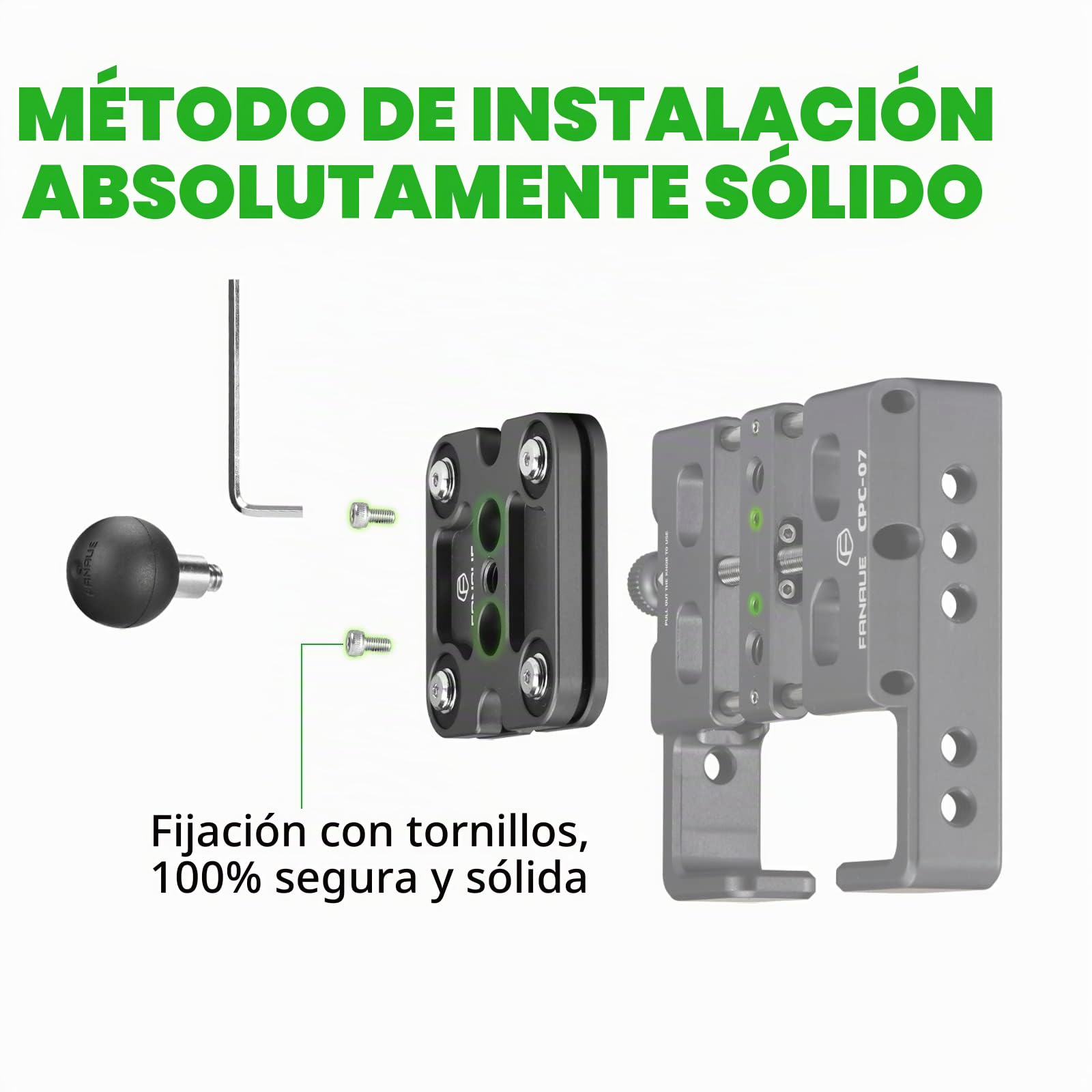 FANAUE Soporte de teléfono de aluminio con adaptador de cabeza de bola de 1 pulgada compatible con soportes RAM tamaño B brazo de doble enchufe (SA-01)