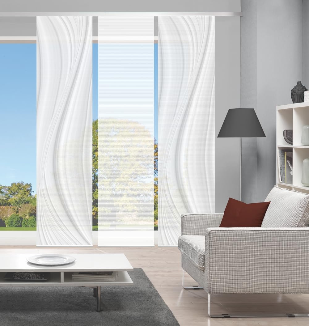 Vision S 080507 LAURINA Schiebegardine, halbtransparent, Bambusoptik, 260x60 cm, Farbe:grau, Größe:260 x 60 cm, Anzahl:3X