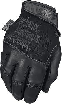 قفازات Mechanix Wear Tactical Specialty Recon - شديدة التحمل - قفازات عمل جلدية ضيقة - متوافقة مع شاشة تعمل باللمس - قابلة للغسل في الغسالة - صغيرة - سوداء سرية