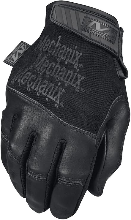 قفازات Mechanix Wear Tactical Specialty Recon - شديدة التحمل - قفازات عمل جلدية ضيقة - متوافقة مع شاشة تعمل باللمس - قابلة للغسل في الغسالة - صغيرة - سوداء سرية