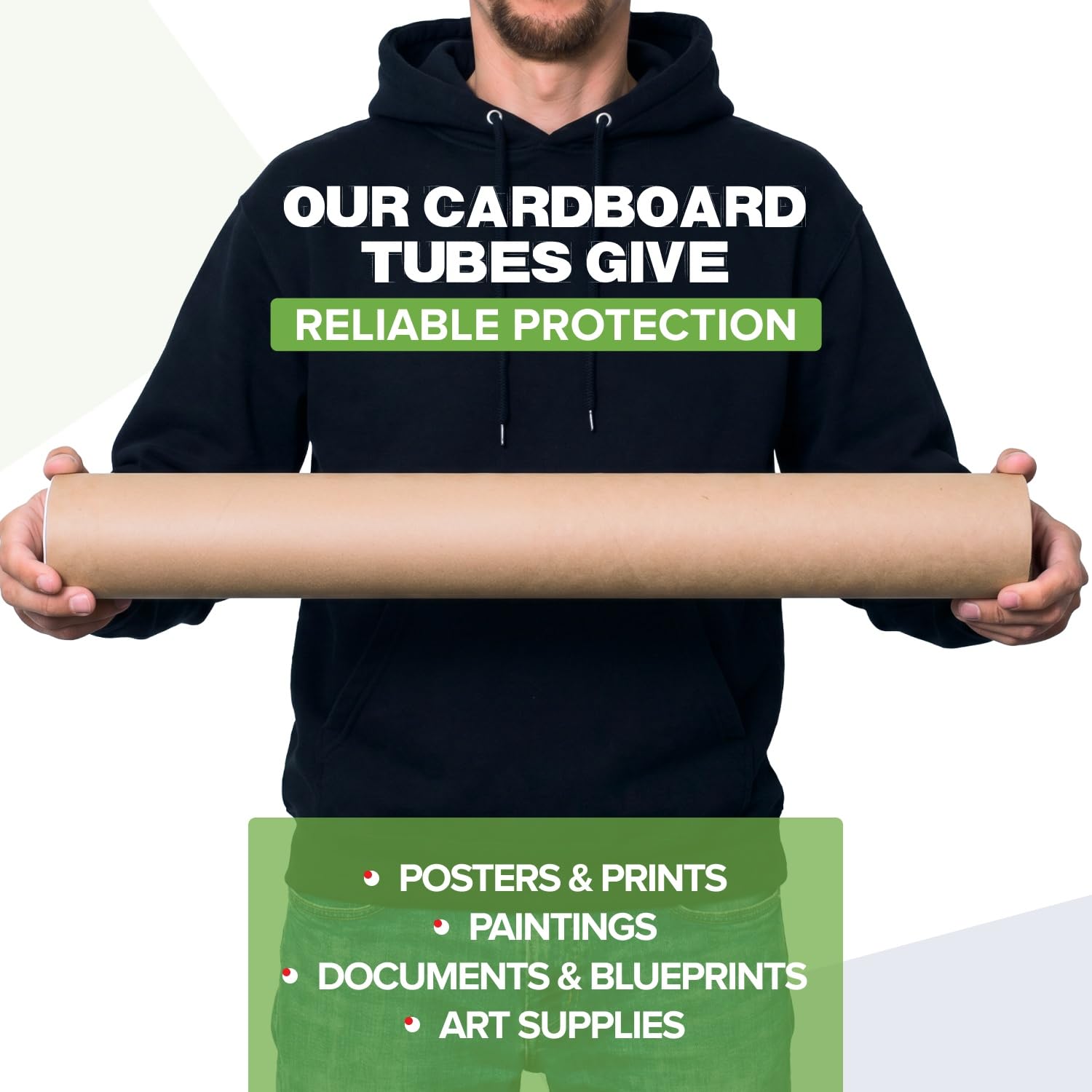 Lot de 2 tubes d'expédition en papier kraft renforcé de 7,6 x 61 cm avec 2 bouchons chacun – Tube d'affiche approuvé USPS – Fabriqué aux États-Unis pour l'expédition et le stockage d'affiches,
