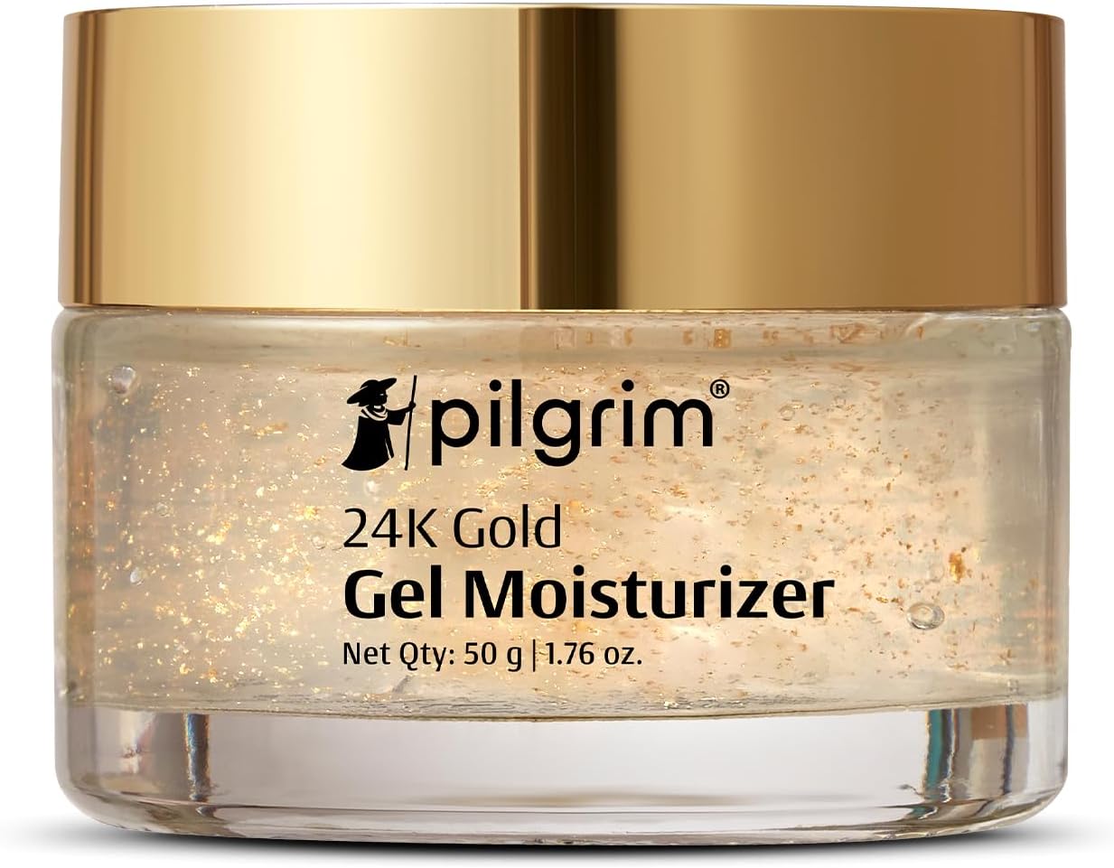 Pilgrim 24K Gold Gel Moisturizer | Hydrating Face Gel for Soft, Smooth & Radiant Skin | Infused with Hyaluronic Acid & Alpha Arbutin | Lightweight & Fast-Absorbing | 1.76 Oz (50gm)