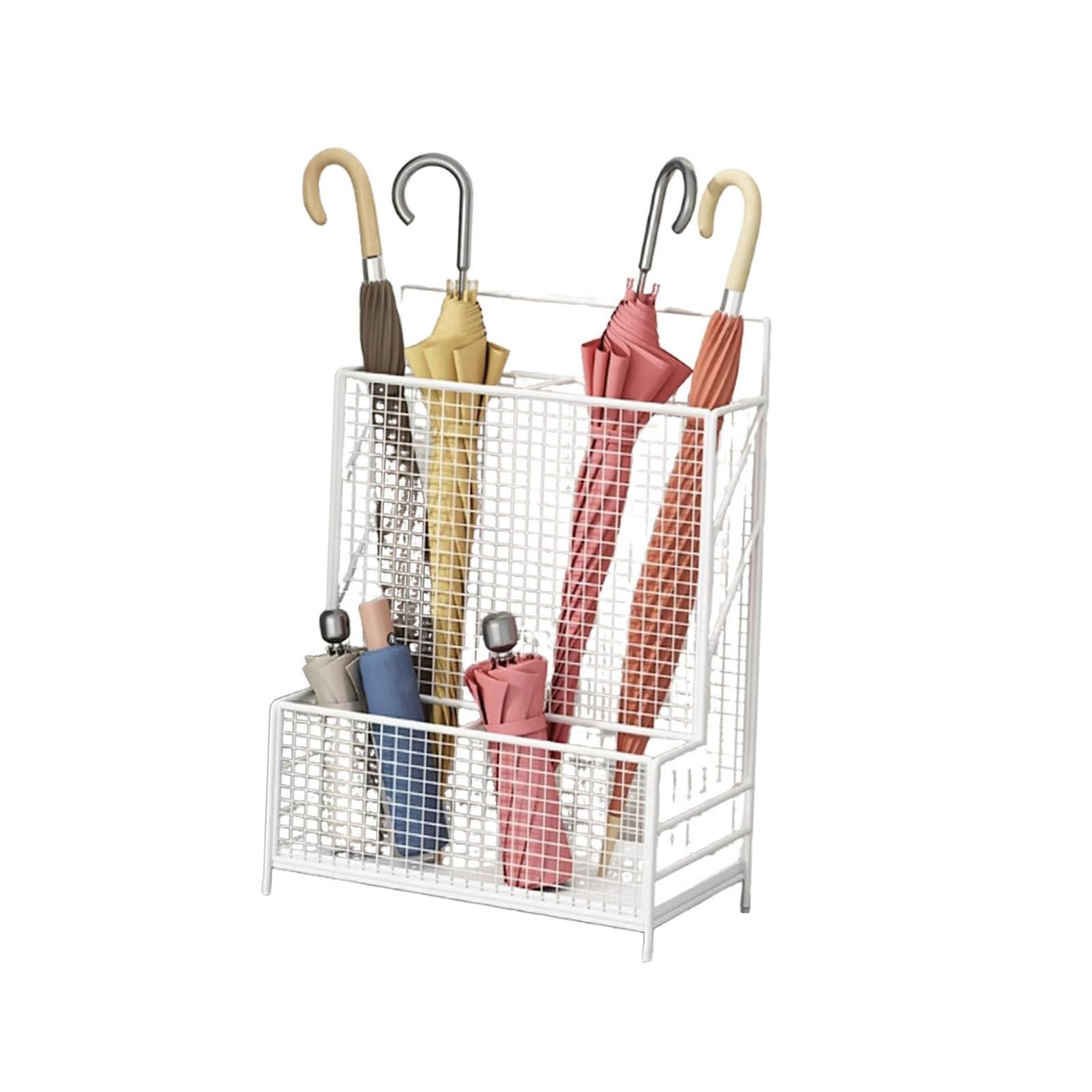 WXPGFEQ Partitioned Umbrella Stand Rack with Drip Tray, Heavy Duty Storage Holder for Hallway Entryway Office
