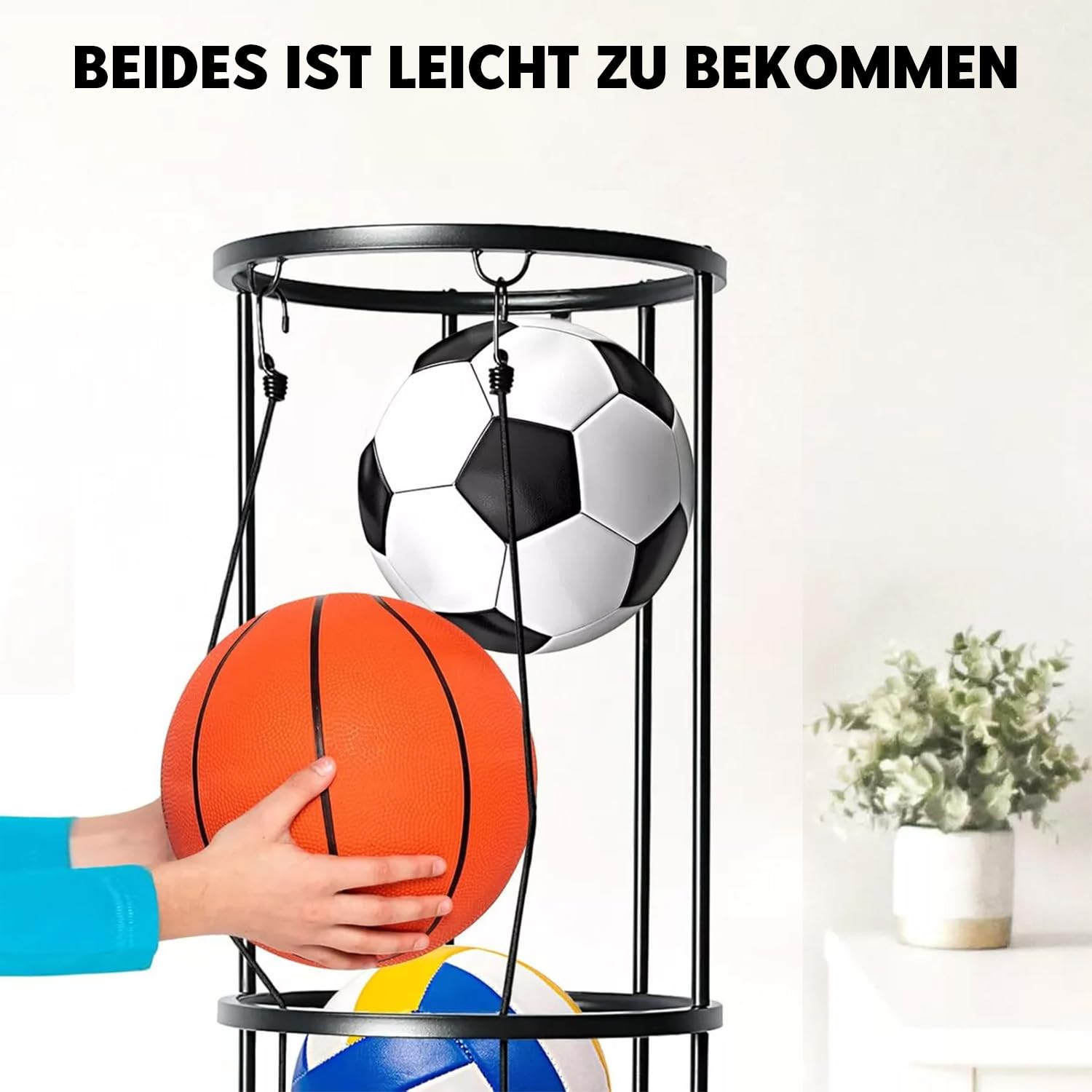 Soporte vertical para pelotas con ruedas, jaula de almacenamiento montada en la pared, estantería para baloncesto, fútbol y voleibol
