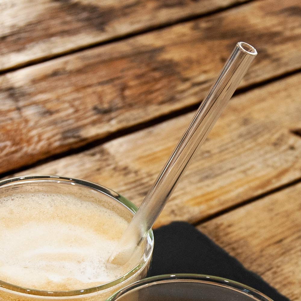 Pailles En Verre - 6 Pailles Droites Et 6 Courbées De 23 Cm - 2 Brosses