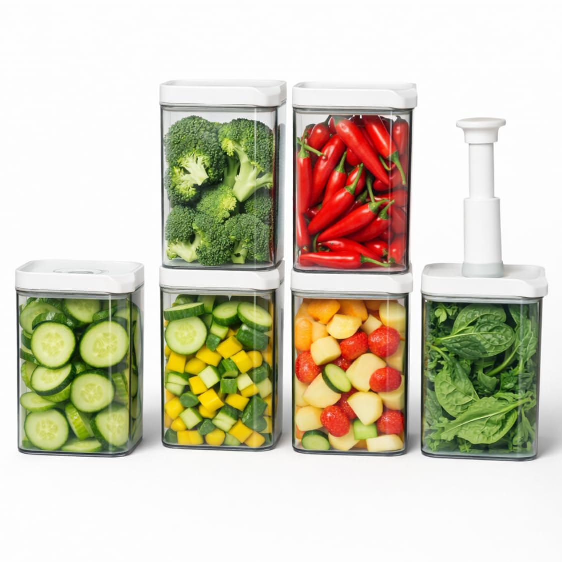 Satpurush Vacuum Fridge Storage Containers - Fridge Organiser Storage Boxes- Kitchen Accessories Items for Home-Freezer & Refrigerator Organizer vegetable storage box (1000ML, Pack of 6)