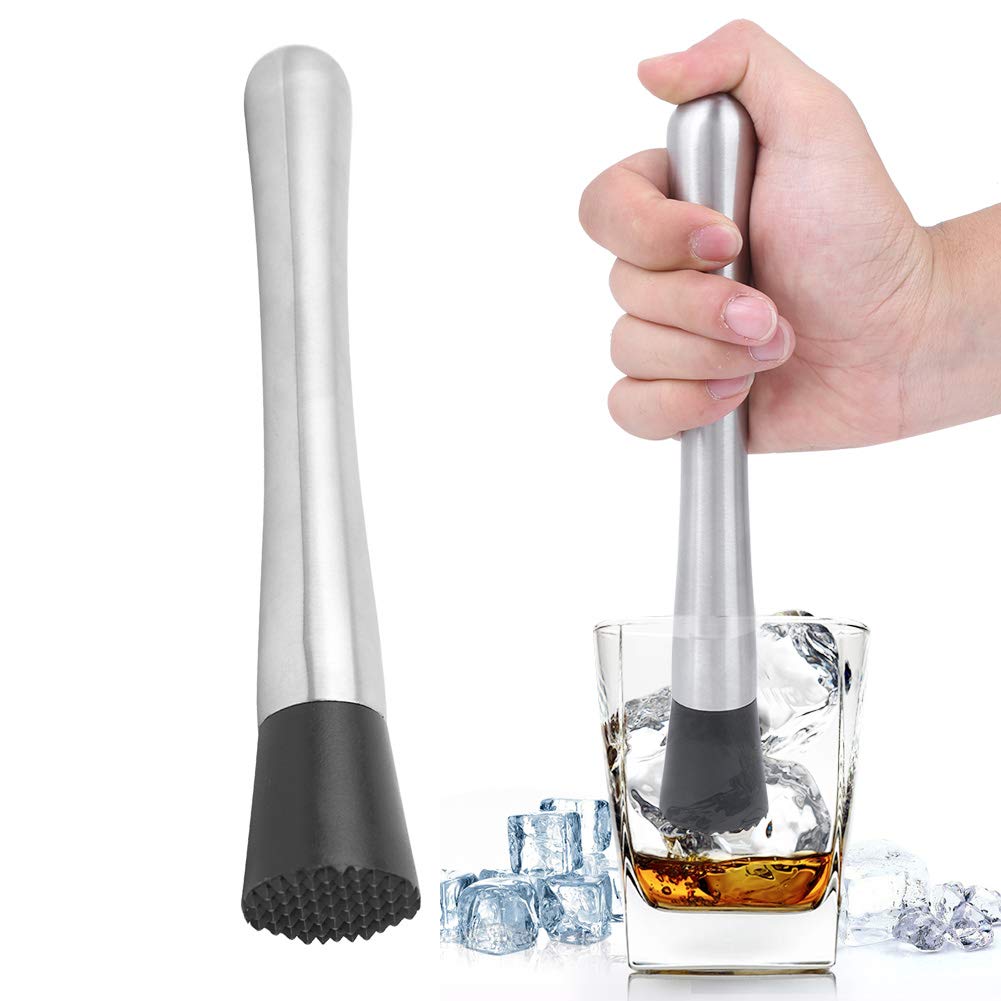 Bar Muddler for Cocktails, Stainless Steel Cocktail Muddler for Lemonade Home Bar Supplies Drink Ice Crushers Cocktail Muddler (Short-handled crushed popsicles)