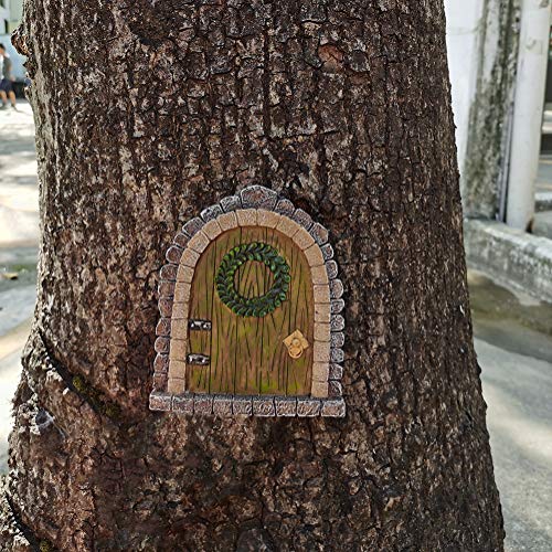 Muamax Fairy Garden Door Accessories Miniature Fairy Doors Wall Indoor/Outdoor Mystical Door For Tree Trunk (Brown) #TOP3