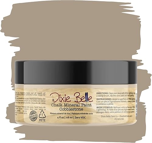 Dixie Belle Paint Company Pintura para muebles con acabado de tiza, adoquín (4 onzas), pintura mineral para muebles de bricolaje con piedra