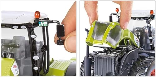 Miniatura 30 de Siku 1979, Claas Axion 850 con cargador frontal, 1:50, metal/plástico, verde, pala móvil, enganche trasero, se puede combinar remolques de la misma