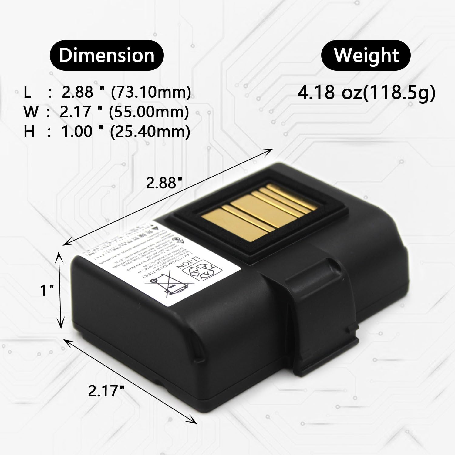 (2-Pack) 7.4V 2600mAh Li-Ion Battery Replacement for Zebra QLN320 QLn320HC QLN220 QLn220HC ZQ510 ZQ520 ZQ610 ZQ610HC ZQ620 ZQ620HC ZR628 ZR638 BTRY-MPP-34MA1-01 P1031365-025