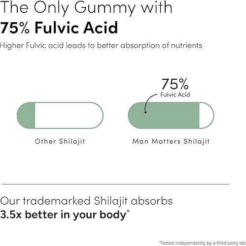 Miniatura 8 de Man Matters Gomitas Shilajit puras del Himalaya de 4000 mg sin azúcar añadida I KSM-66 Ashwagandha, Gokshura  75% más de ácido fúlvico y 85+