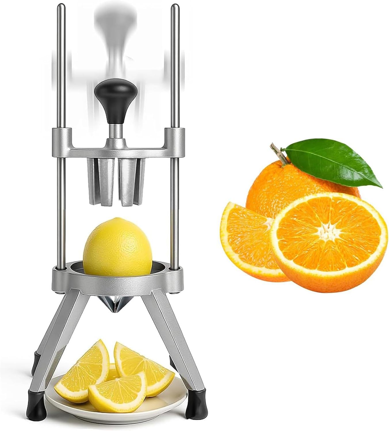 6/8-Wedge Lemon & Lime Cutter | Stainless Steel Blade With Aluminum Holder – Easy-Clean Fruit Slicer For Quick Slices Of Cucumber, Potato & Citrus