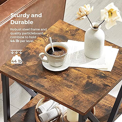 Vasagle End Table, Side Table With Storage, 15.7 X 15.7 X 23.6 Inch, Nightstand With X-Shaped Steel Frame, Rustic Table For Living Room, Bedroom, Farmhouse 3-Tier, Rustic Brown And Black Ulet278B01V1 #TOP5