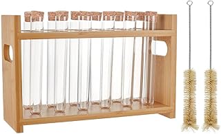 OLYCRAFT 15Pcs/Set Wood Test Tube Rack Set 10.4x3.9x6.7 Inch Wooden Tube Holder Plastic Test Tubes Kit 12 Holes Centrifuge Tubes Holders for Chemistry Laboratory Scientific Experiments