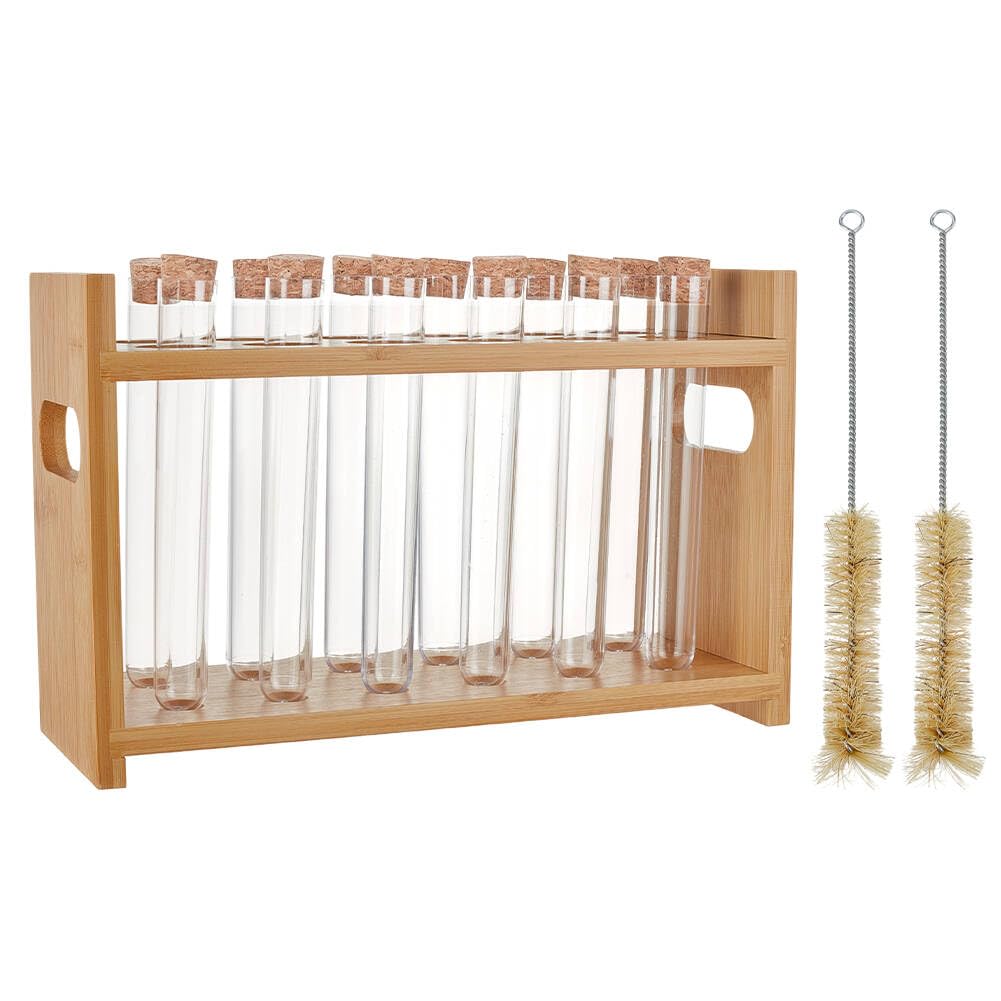 OLYCRAFT 15Pcs/Set Wood Test Tube Rack Set 10.4x3.9x6.7 Inch Wooden Tube Holder Plastic Test Tubes Kit 12 Holes Centrifuge Tubes Holders for Chemistry Laboratory Scientific Experiments-image-26