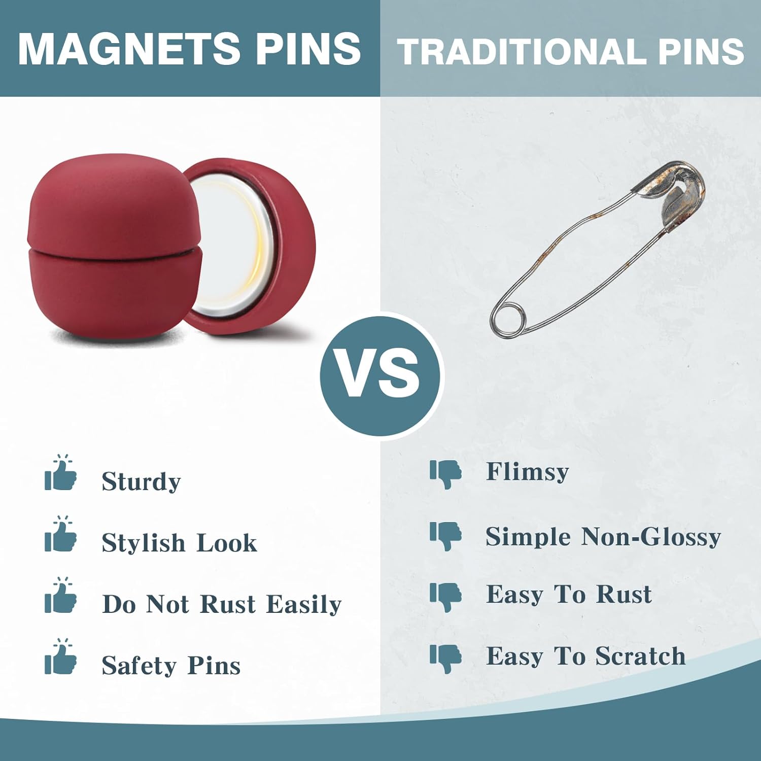 12 Pairs Hijab Magnets Strong Hijab Pins for Women Pinless Magnetic Clothing Clips for Scarf Veil Shirts Dress Muslim Islamic Gifts for Women - Round - Image 4