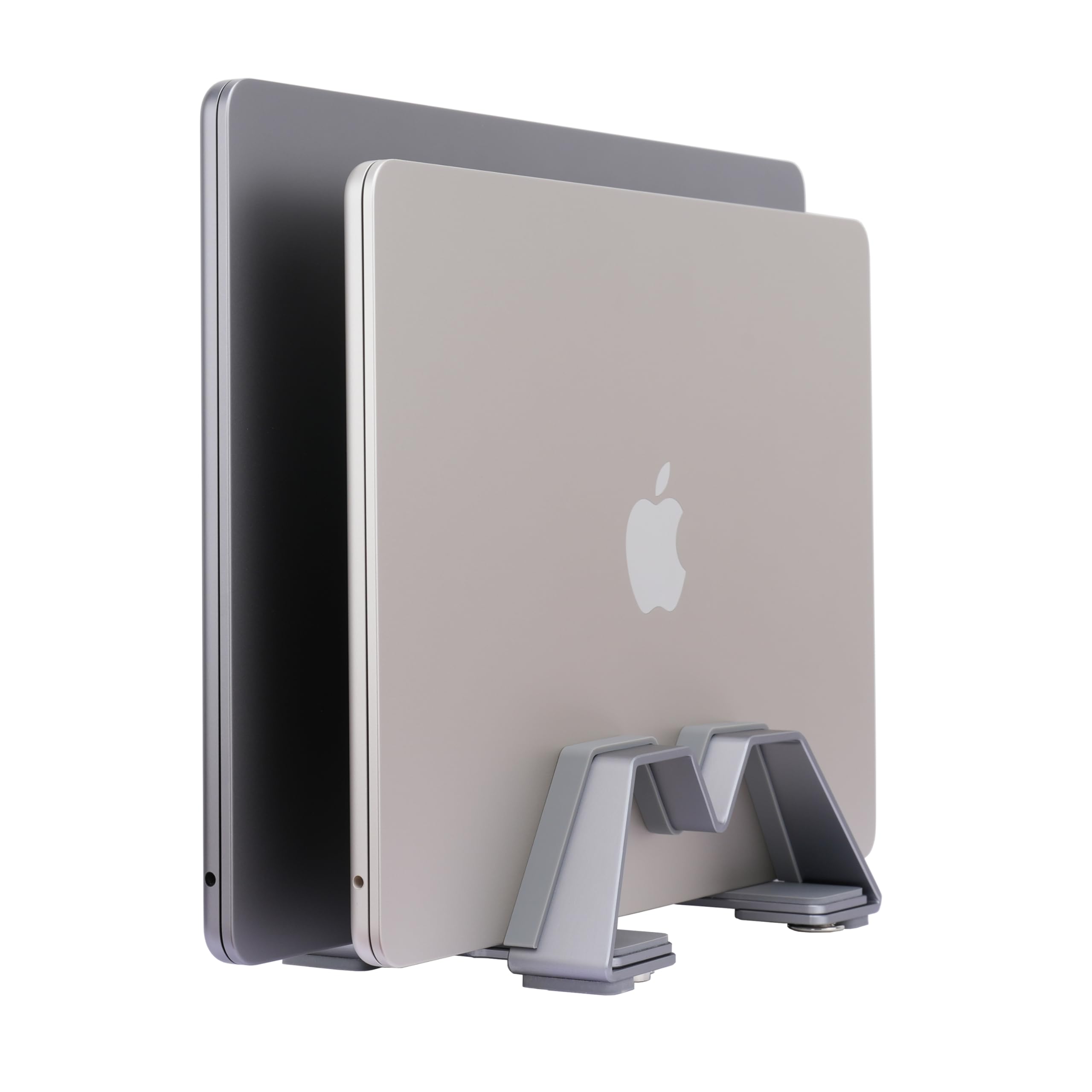 Support Vertical Double Réglable pour Ordinateur Portable - Supporte 2 appareils, Convient à tous les Ordinateurs Portables(10-30mm d'épaisseur)- Largeur réglable, Antidérapante et anti-rayures