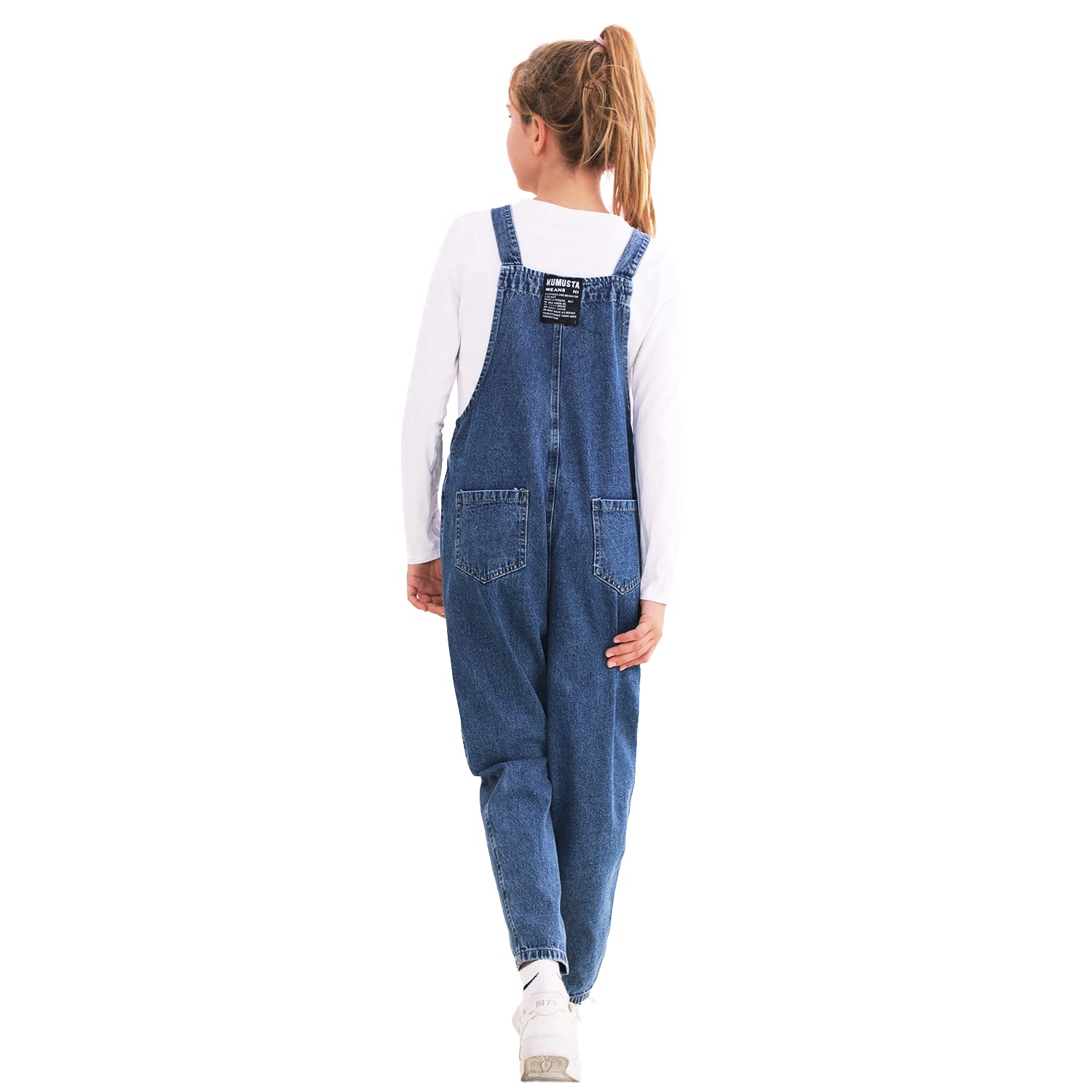 Rolanko Salopette en Jean pour Fille, Combinaison Salopette en Jean avec Sangle Réglable pour Enfants
