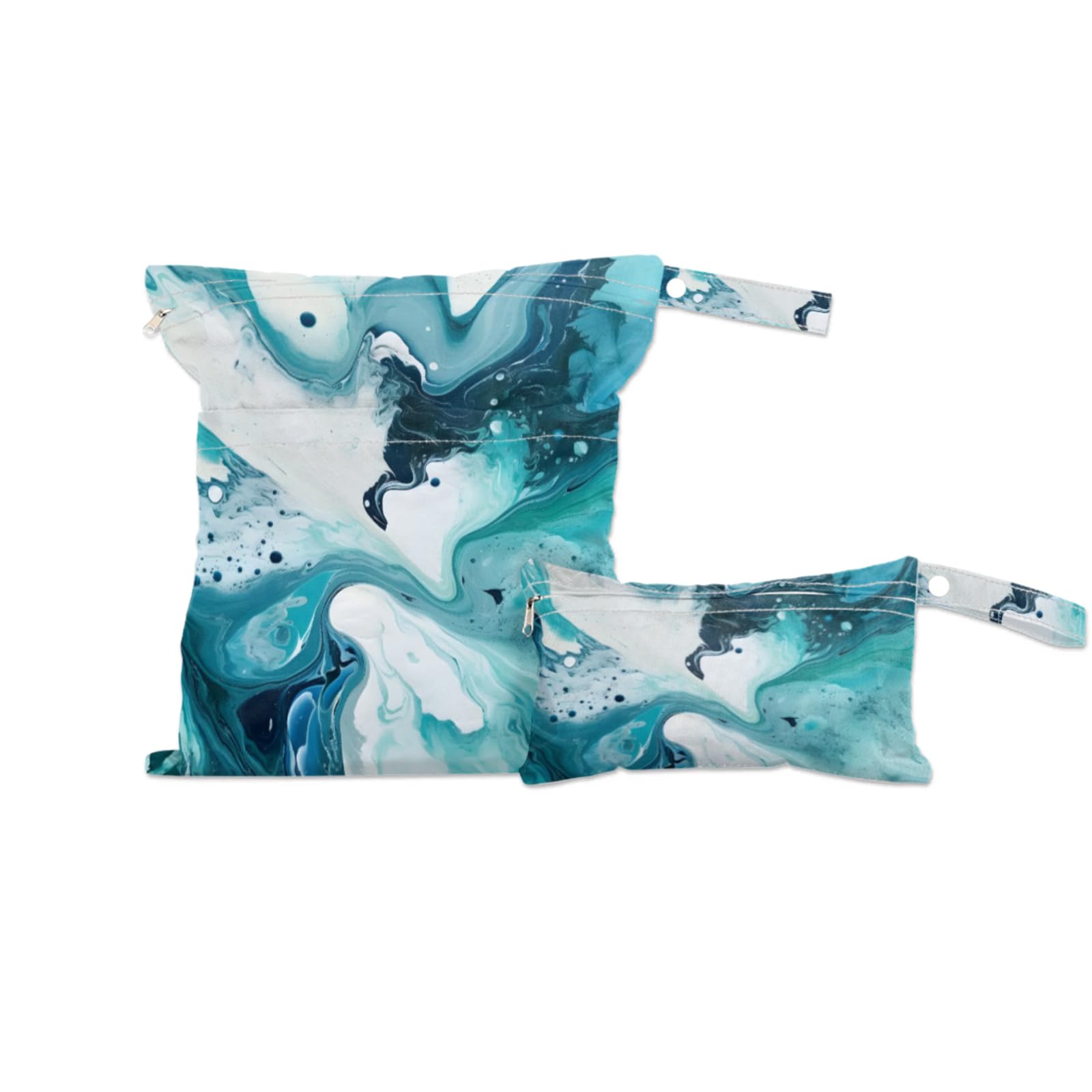 2 Set Blue Wet Dry Bags for Baby Cloth Diapers Waterproof Reusable Storage Bag for Travel,Beach,Pool,Daycare,Stroller,Gym,Laundry,Dirty Clothes,Swimsuits Wet Clothes, Luxury Abstract Fluid Wet Bag