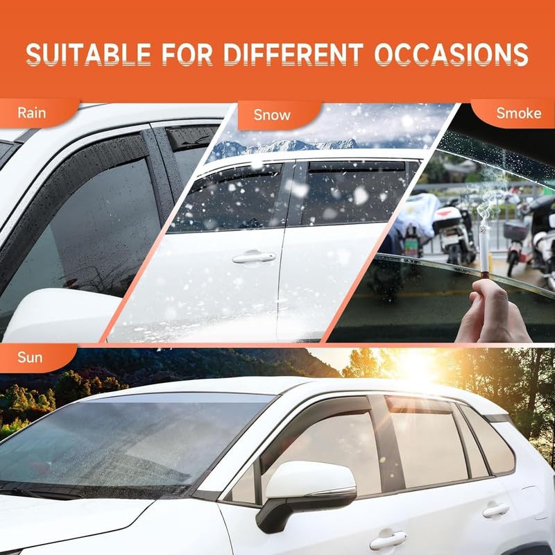 ShopClub Front Rear Left and Right Unbreakable Chrome Line Door Window Visor Wind Rain Guard Deflector Trim Compatible with Maruti Suzuki Celerio (2014-2021) - Image 8 thumbnail