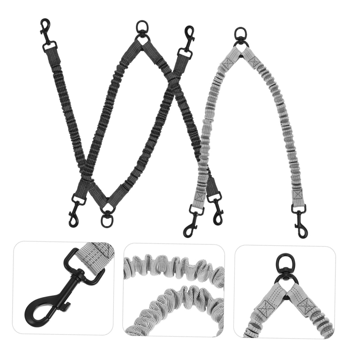 Correa Reflectante Paquete de 3 Piezas Adecuado para Paseos al Aire Libre Doble Cabeza, Resistente Poliéster Acero Inoxidable para Perros