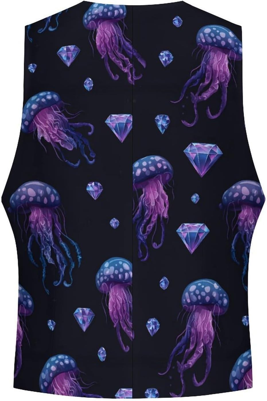 Deep Sea Crystals Jellyfish Men's Suit Vest Formal Vests Casual Dress Fit Waistcoat Casual Tuxedo for Business