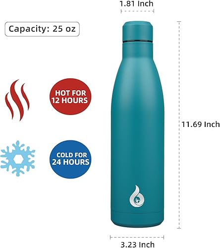 Miniatura 2 de BJPKPK Botellas de agua aisladas de acero inoxidable de 25 onzas, botella de agua reutilizable de metal para viajes, deportes, mantiene el frío y el