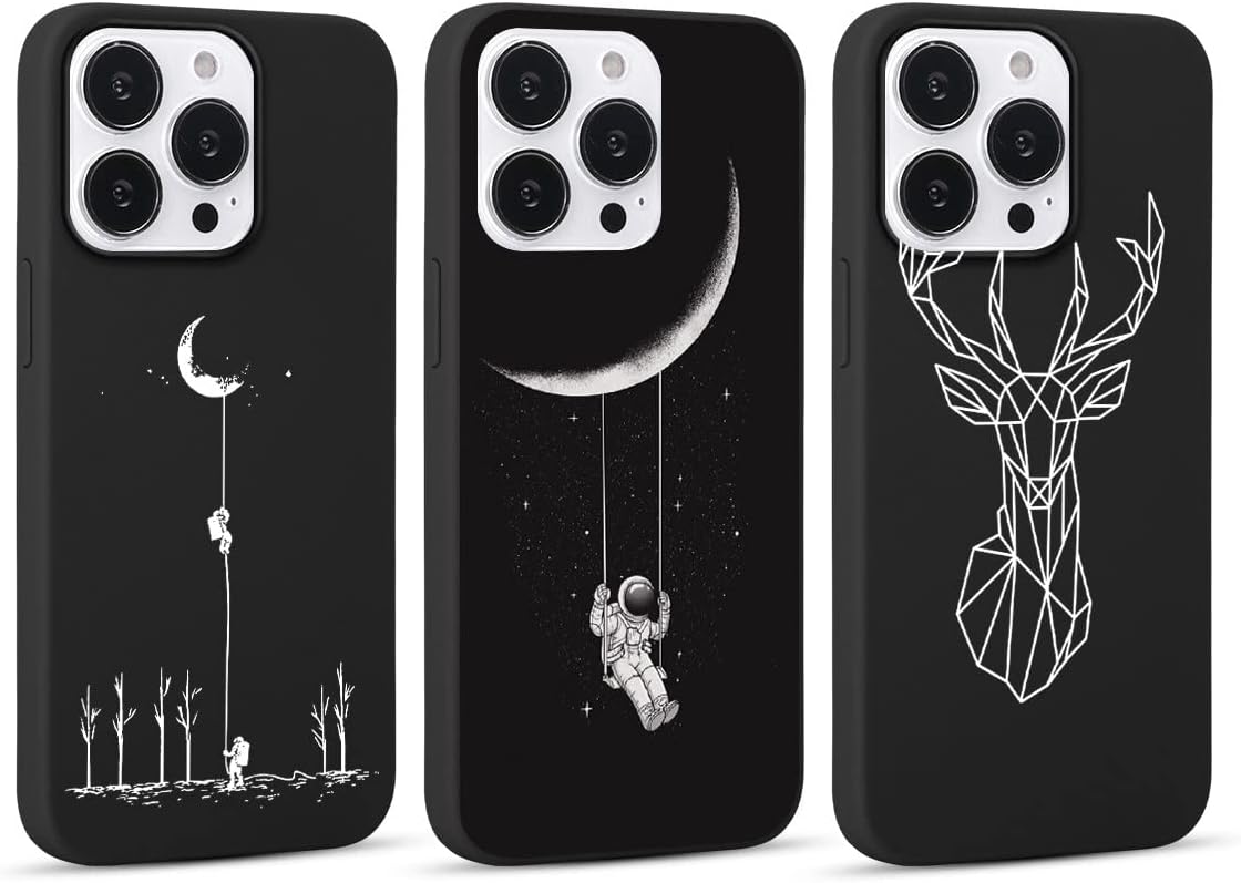 Yoedge 3 Pack Phone Case Compatible with samsung Galaxy A7 2018 6", Shockproof Soft TPU Silicone Phone Case with Pattern, Bumper Protector Matte Cover for Samsung A7 2018, Astronaut