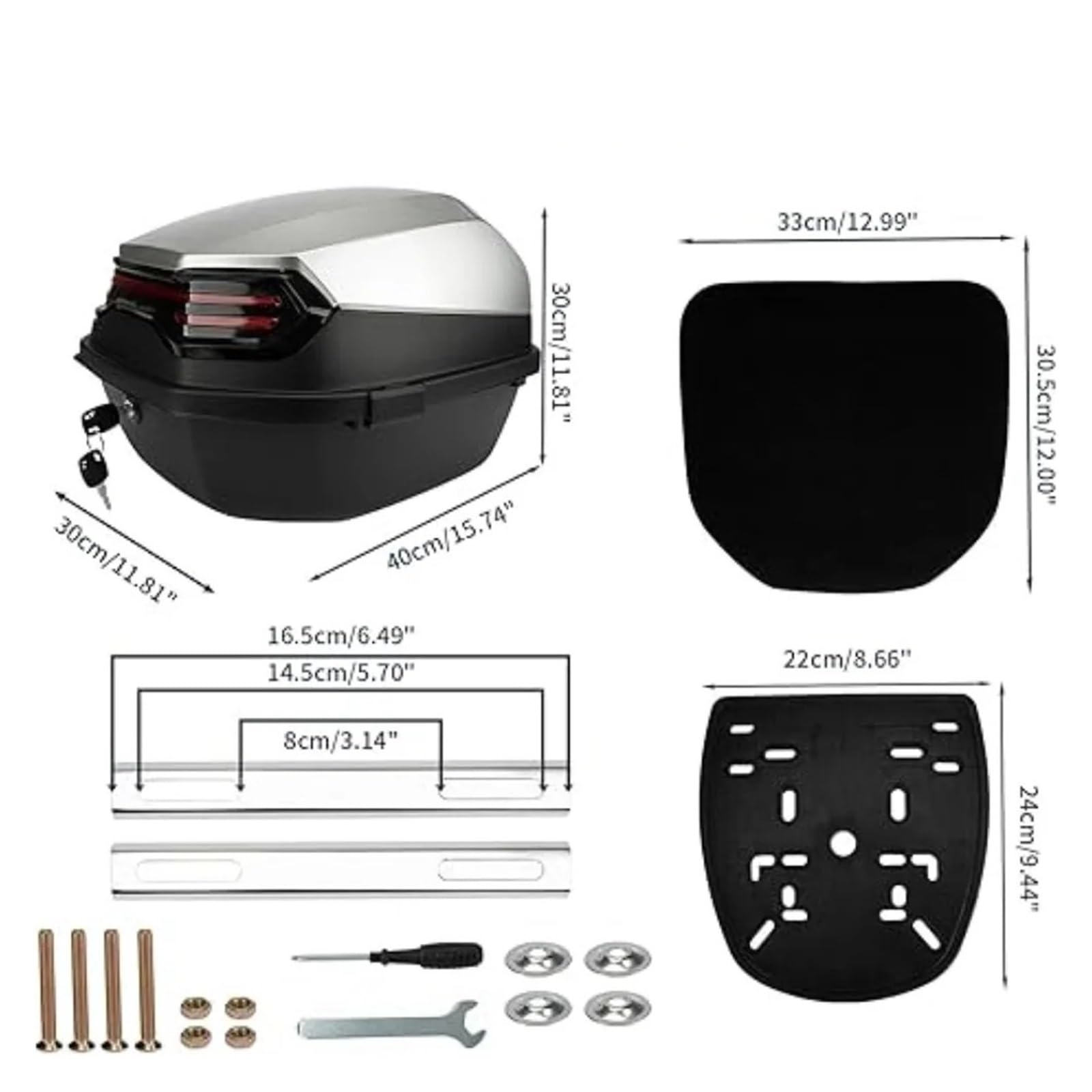Borsa Moto Moto 1 Pz Scooter Universale Quotidiano Bauletto Portabagagli Con Serratura Supporto Impermeabile Casco Selle Moto Bagagli(White)
