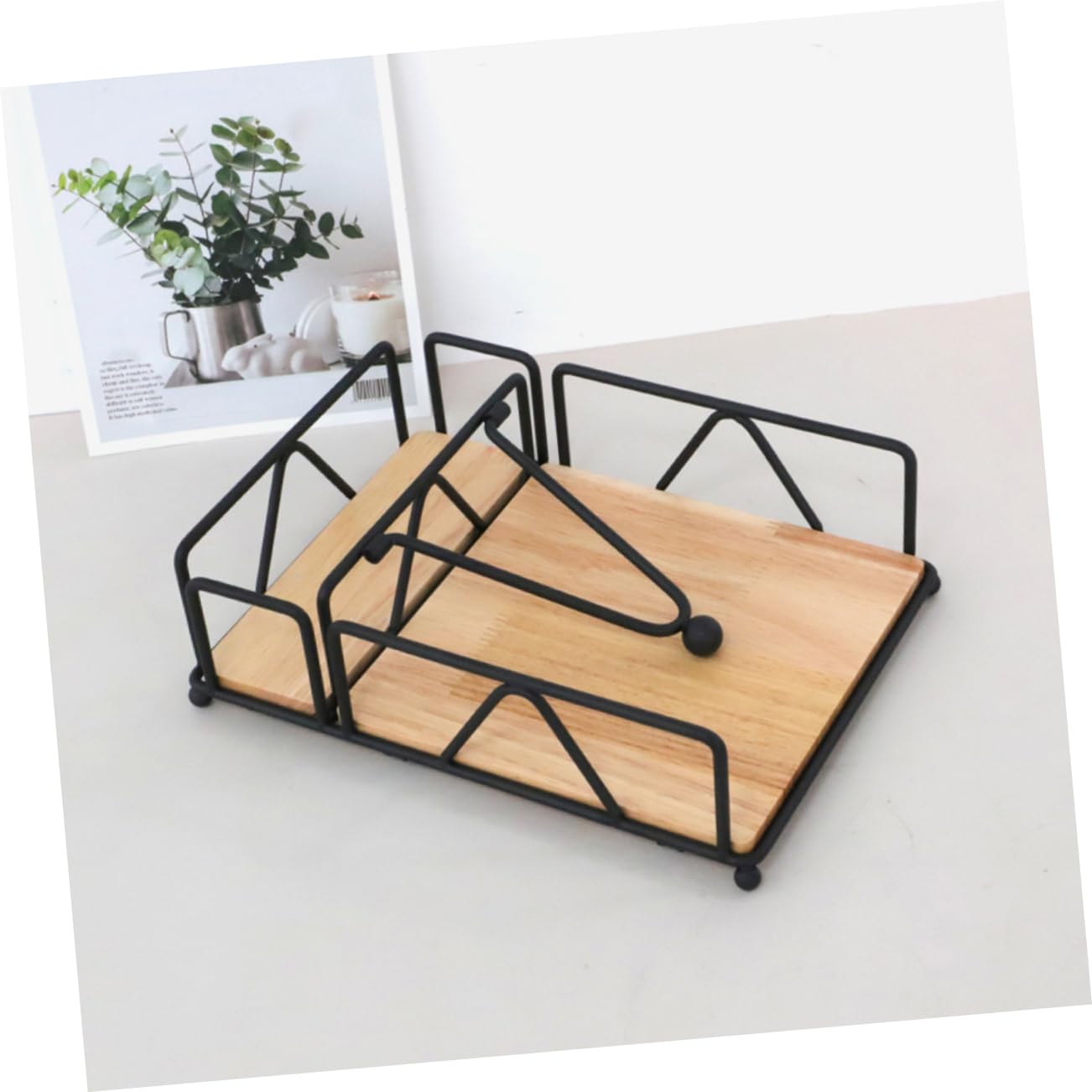Portatovaglioli Verticale in Ferro Nero Design Rustico Unico, Pratico da Usare senza Sbavature, per Tavoli di Caffè e Sala da Pranzo