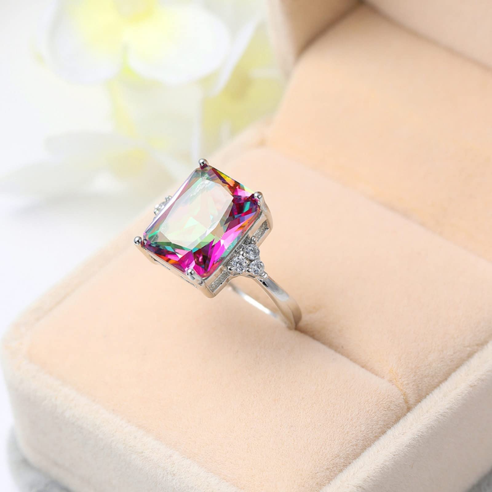 Silvershake Website Elegant Heart Ring Fire Rainbow Mystic Topaz