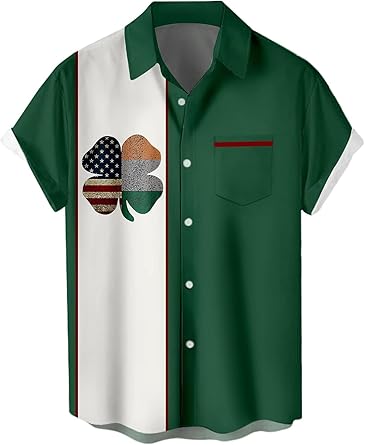 Men's Hawaiian Bowling Shirt Short Sleeve Printed Aloha Button-Down