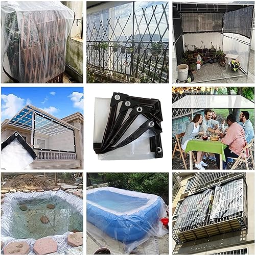 Bâche en PVC transparent étanche avec œillets pour fermeture auvent