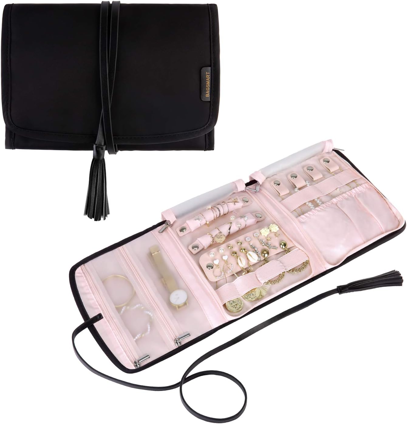 BAGSMART Travel Jewelry Organizer Case Foldable Jewelry