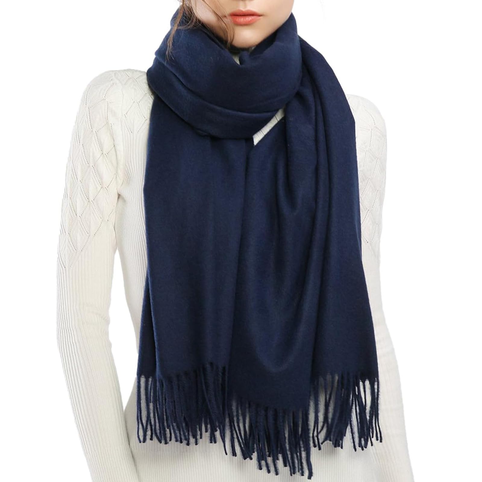 Riiqiichy Women's Navy Scarf For Winter Scarves Pashmina Shawls Wraps For Weddings
