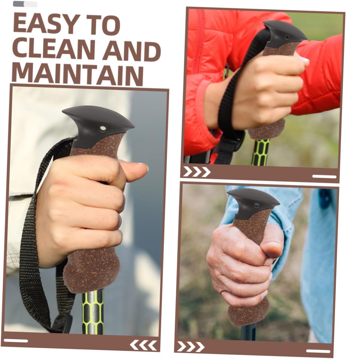 KOMBIUDA 3pcs Cork Trekking Pole Handle Replacement Grip for Hiking and Skiing Comfortable - Design for Fits to Poles
