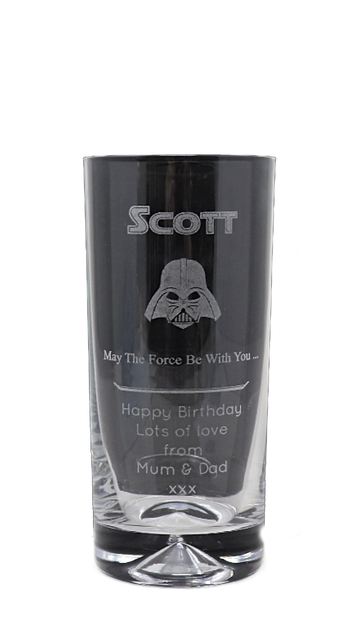 Personalised Dimple Highball Glass - Star Wars Darth Vader Design (No Gift Box)