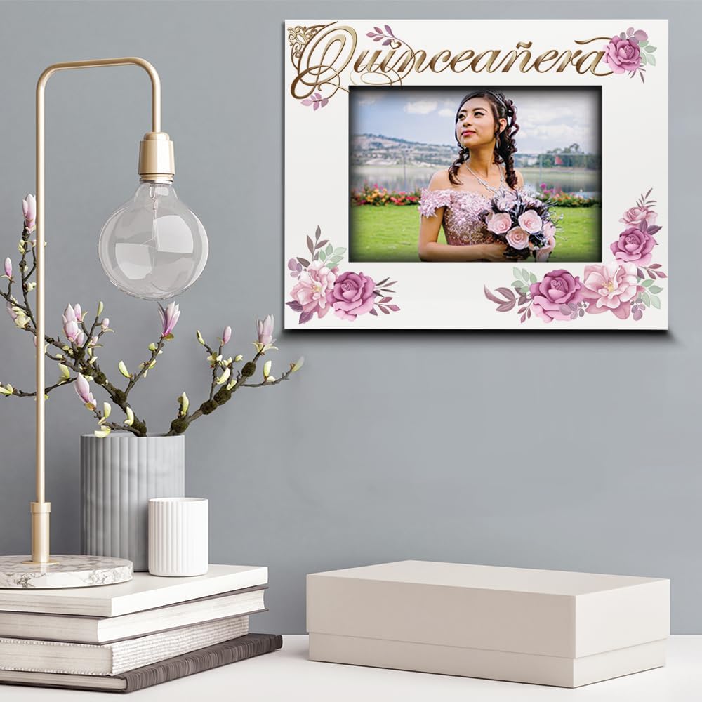BELLA BUSTA- Quinceañera Theme Birthday-Mis Quince Años -Custom Happy 15th -Fifteen Birthday Princess - UV Print Picture Frame (5x7 Horizontal)