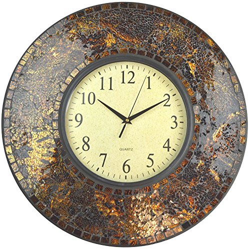 LuLu Decor, LP71 Wanduhr mit arabischen Ziffern, 48,3 cm, bernsteinfarbenes Mosaik-Design Cover