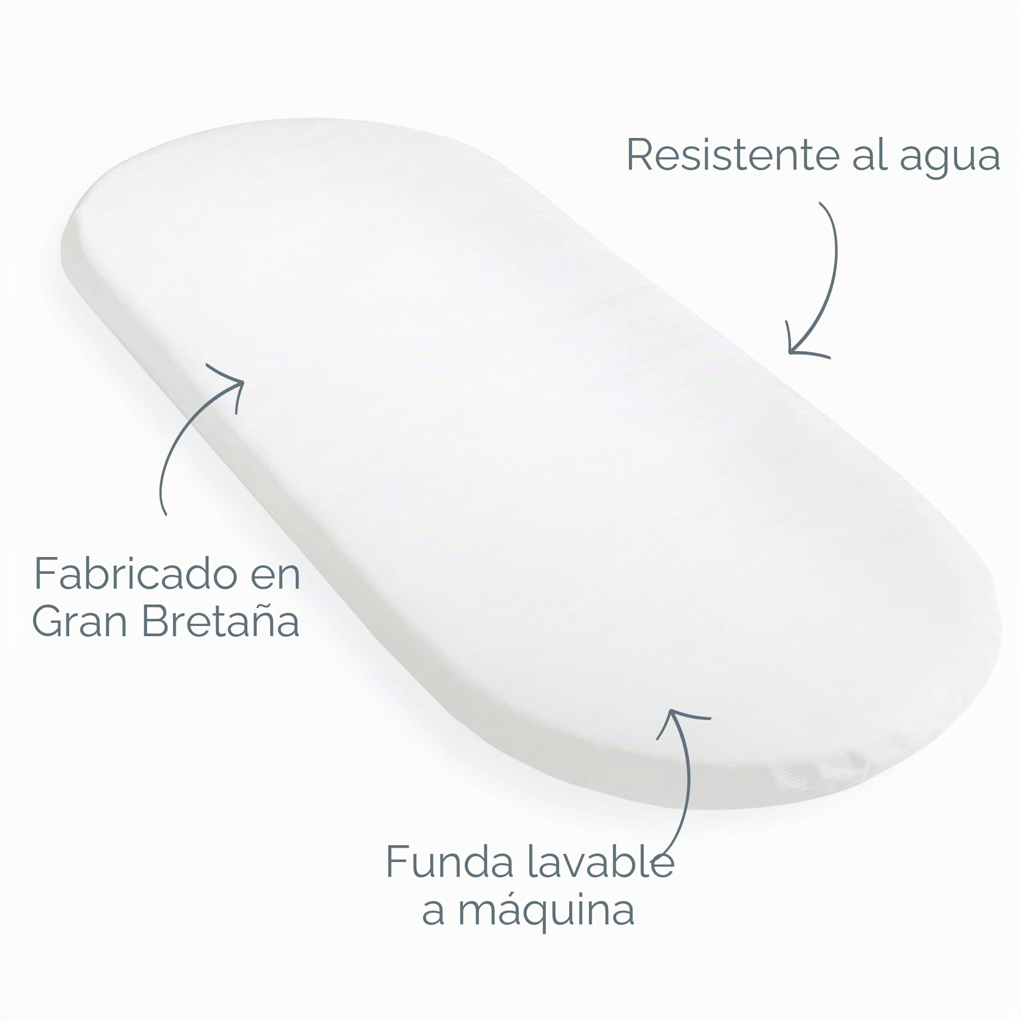 Clair de Lune Moisés Basket/Noah Pod - Colchón de fibra con funda impermeable, colchón para moisés (74 x 28 cm)