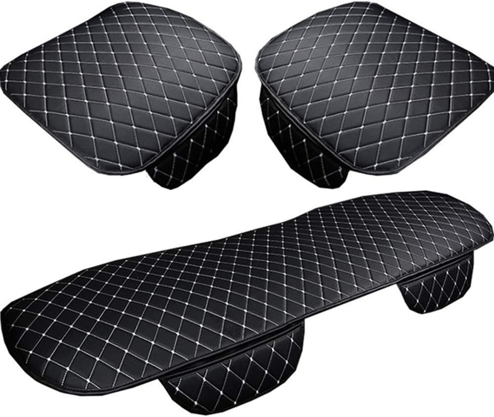 SEAMETAL Bottom Car Seat Covers Protector,Leather Auto Seat Cushion Black 3pcs